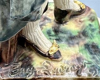 Ornate Porcelain 18th Century Figurines with Marble Stands 