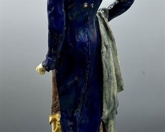 Ornate Porcelain 18th Century Figurines with Marble Stands 