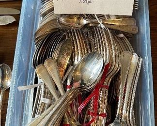 Vintage 1940's Set Christofle Air France Silverware.  Each Serving is 3 Knives, 3 Spoons and 3 Fork.  134 Total Pieces. 