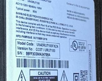 Samsung 43" TV with Remote 