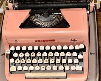Check out this Pink Typewriter from the 1950's  Royal Typewriter with Case.