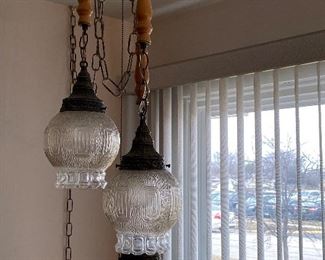Vintage 3 Glass Globe Swag Light