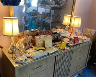 Mid Century, American of Martinsville, Bleached Mahogany Low Boy with Beveled Mirror