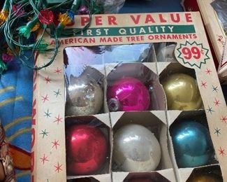 Vintage Wool Worth Ornaments in Box