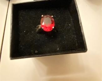 Sterling Ring with Machine Made Stone