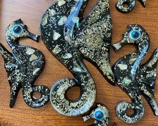 Mid Century Lucite Seahorse 5 Piece Set
