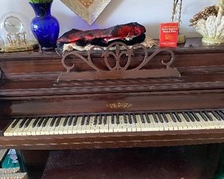 Vintage Mahogany Upright Piano with Bench