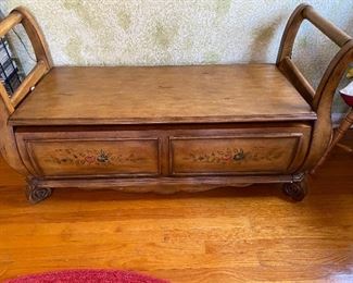 Knotty Pine Hand Painted Bench/Storage