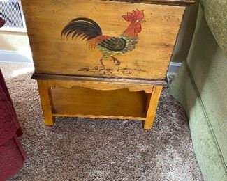 Knotty Pine Hand Painted Rooster Occasional Table