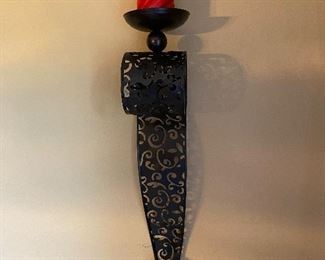 Pier 1 Black Scroll Design Candle Wall Sconces ( pair)