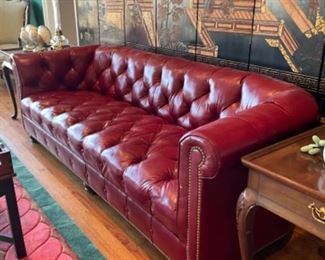 Probably Hancock & Moore red leather Chesterfield sofa