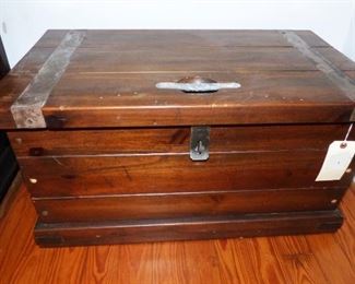 Nice antique wooden chest with iron trim (See next picture)