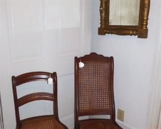 Victorian chairs, mirror