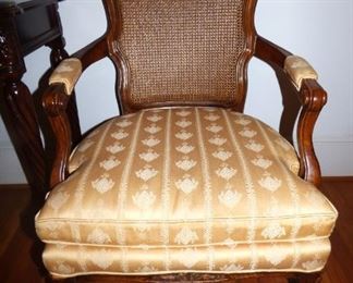 One of a Pair of French Armchairs with Caned Back