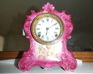 Antique Ansonia Porcelain Mantle Clock