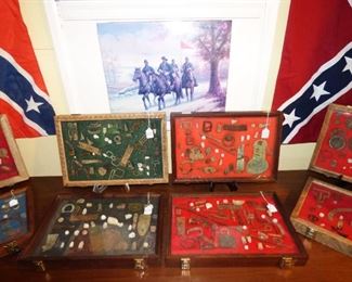 Civil War Relics in cases