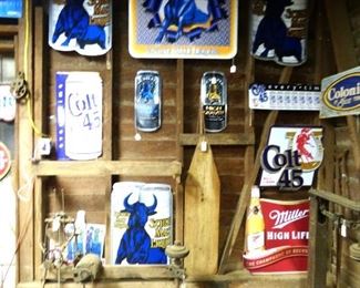 MANY tin advertising Beer Signs of ALL KINDS .  Ideal for Man Cave Decor
