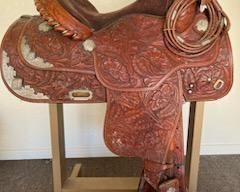 Silver Studded Show Saddle & Tack with stand