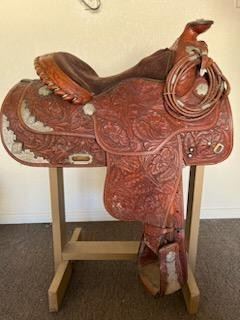 Silver Studded Show Saddle & Tack with stand
