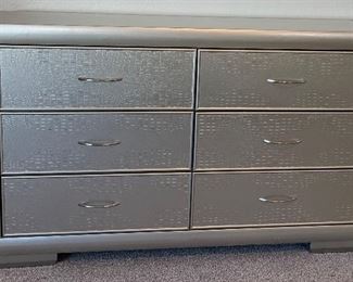 Silver w Crocodile Textured Drawer Front 
