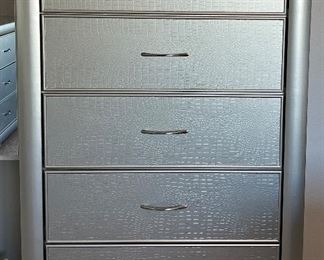 Silver w Crocodile Textured Drawer Front 