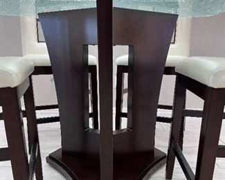 Modern Crackle Glass Dining Table w 4 Stools 