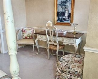 Wellington Hall Brand Desk + Painted Chair and Ottoman