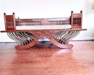 Anglo-Indian Carved SOLID Teak Elephant Saddle Chair from Thailand