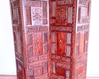 Afghanistan Wood Carved Folding Screen Room Divider (from India)