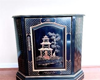 Asian Black Lacquer Console Table