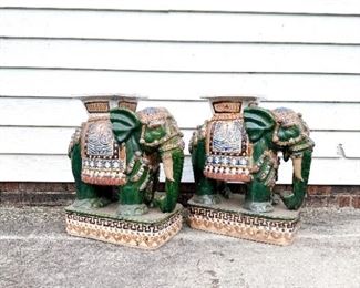Antique Asian Elephant Plant Stools