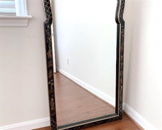 Oriental Black Lacquer Wall Mirror