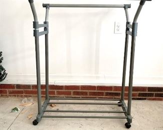 Dual Bar H Rolling Clothing Rack on wheels