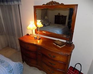 vintage Bassett double dresser and mirror
