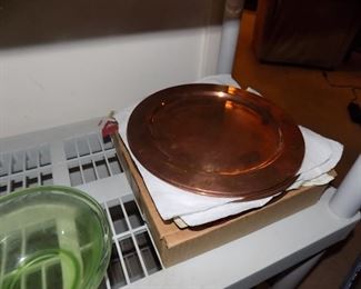 Set of  vintage copper charger plates