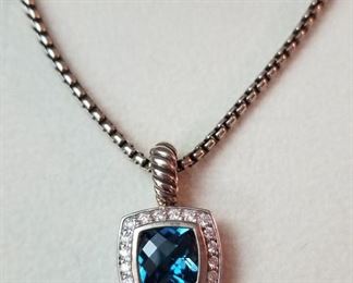 John Hardy blue topaz/diamond necklace