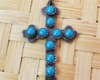 turquoise/sterling cross pendant\