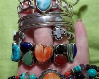 stone/sterling cuff bracelets