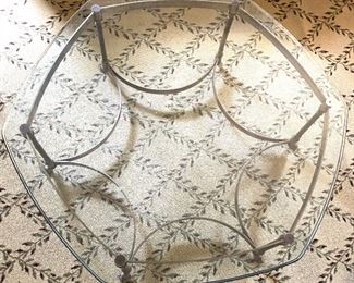   $ 75 sale Large Brass Glass Top Coffee Table Hoof ft  has matching end table 