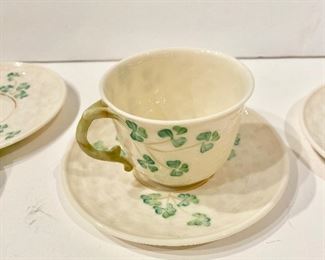 $15  Belleek cup and saucer    3 sets   no chips
