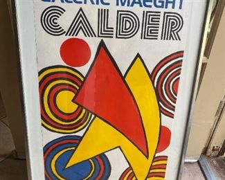 Rare 1973 Galerie Maeght Alexander Calder "Triangles and Spirals" exhibition lithograph, in original framing. 