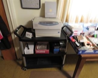 Printer and Rubbermaid Cart