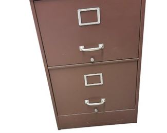 Brown two drawer filing cabinet