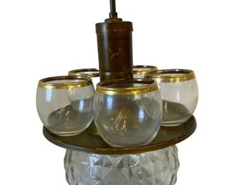 Vintage metal and glass decanter with glasses