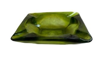 green glass ashtray