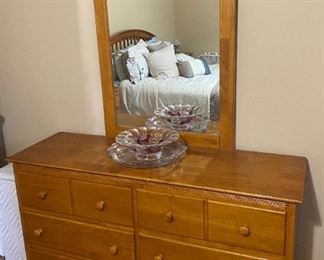 Maple Bedroom Dresser with Mirror