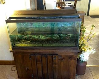 One of 2 Large Aquariums with Cabinet and Accessories