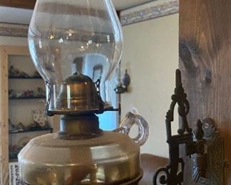 Antique Victorian Oil Wall Lamp