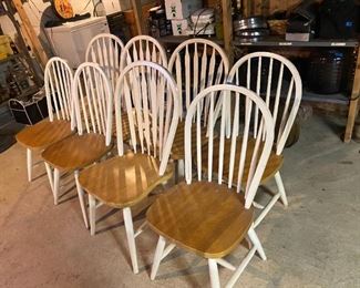 Set of 8 White Windsor Chairs