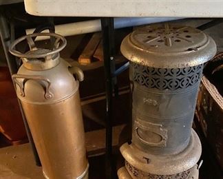 Antique Fire Extinguisher and Stove